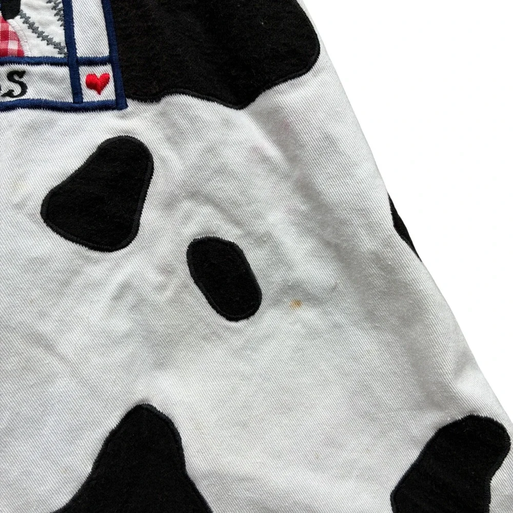 Cottagecore Cow Print Apron OS White Black Good Embroidered Dairy Farmcore